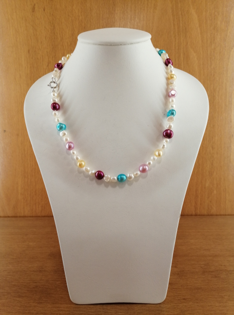 Collar de perlas cultivadas en varios colores, de 6/8mm, con cierre en plata de ley