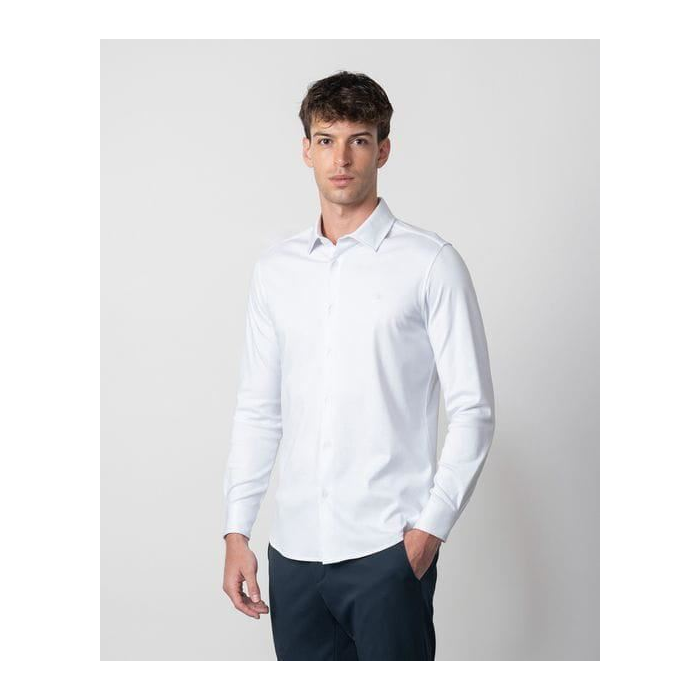 Camisa de punto liso de algodón color blanco