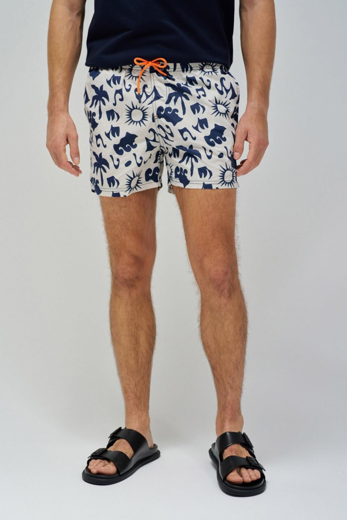 Bañador estampado figuras off-white y marino